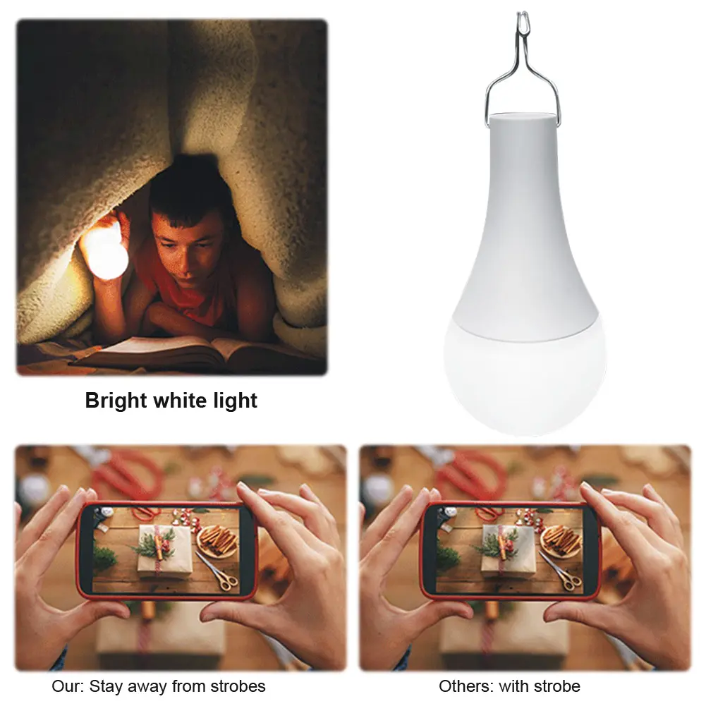 Type C Rechargeable Light Bulbs Rechargeable Battery Light Bulbs Hanging LED Light Bulb Hanging Tent Light for Home Power Outage