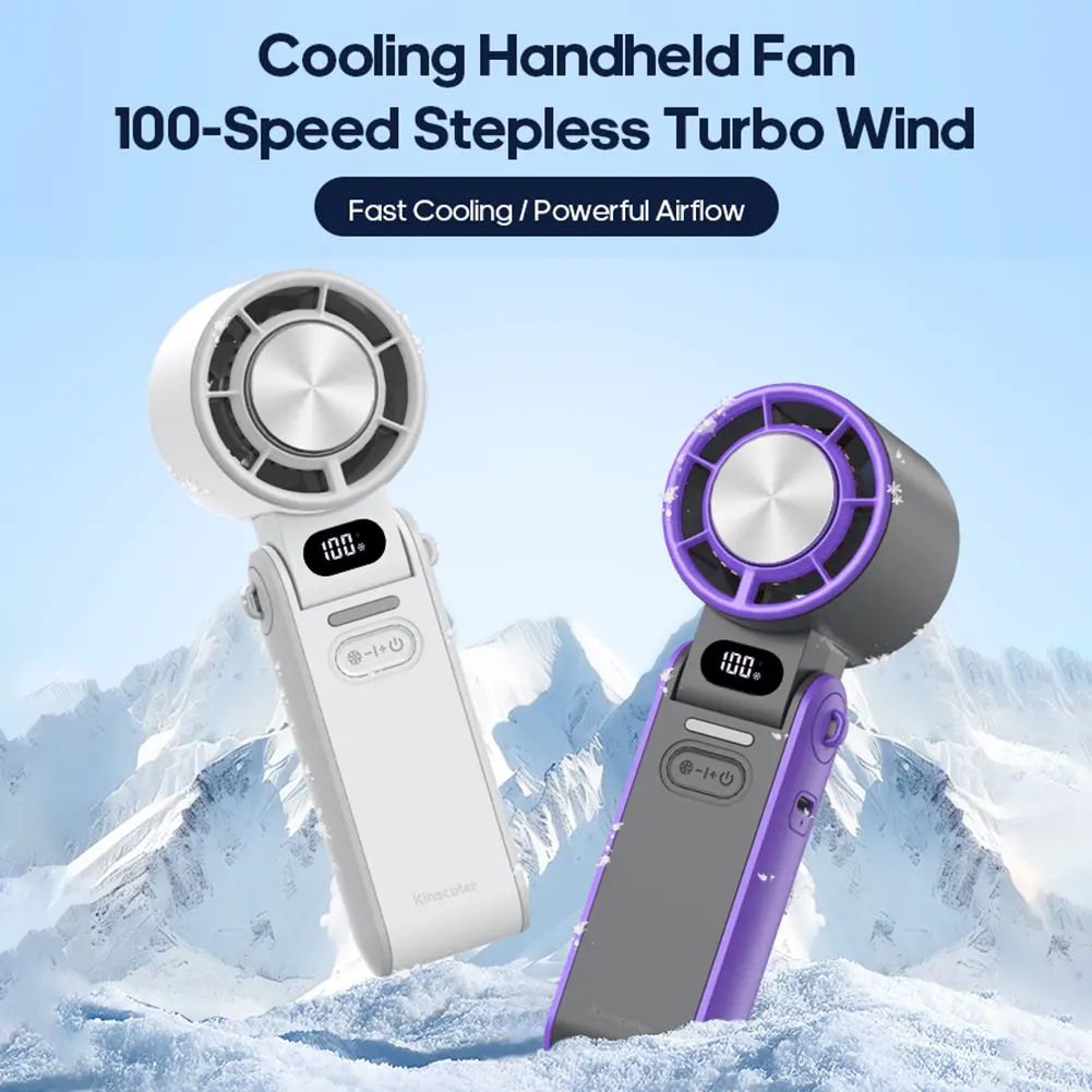 Portable Handheld Fan 3600mAh Rechargeable Foldable Desk Fan 100 Speeds Adjustable Pocket Fan for Travel Camping Outdoor