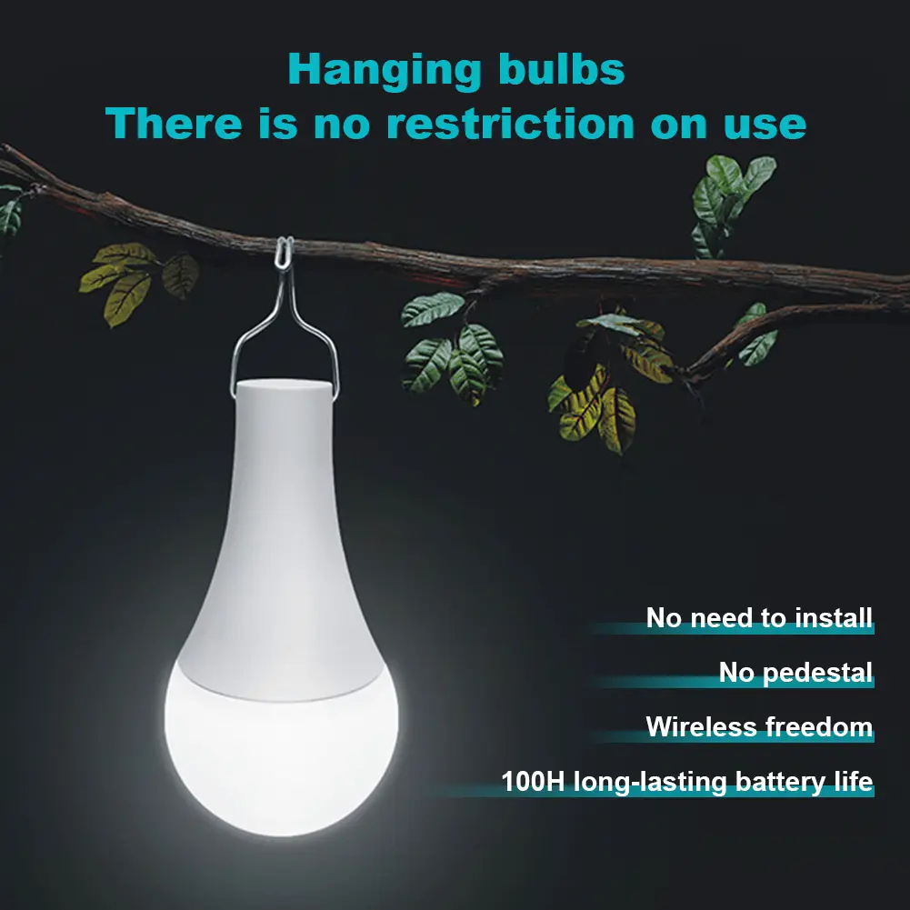 Type C Rechargeable Light Bulbs Rechargeable Battery Light Bulbs Hanging LED Light Bulb Hanging Tent Light for Home Power Outage
