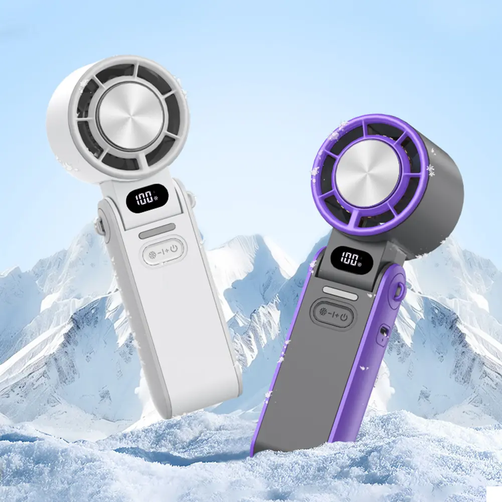 Portable Handheld Fan 3600mAh Rechargeable Foldable Desk Fan 100 Speeds Adjustable Pocket Fan for Travel Camping Outdoor