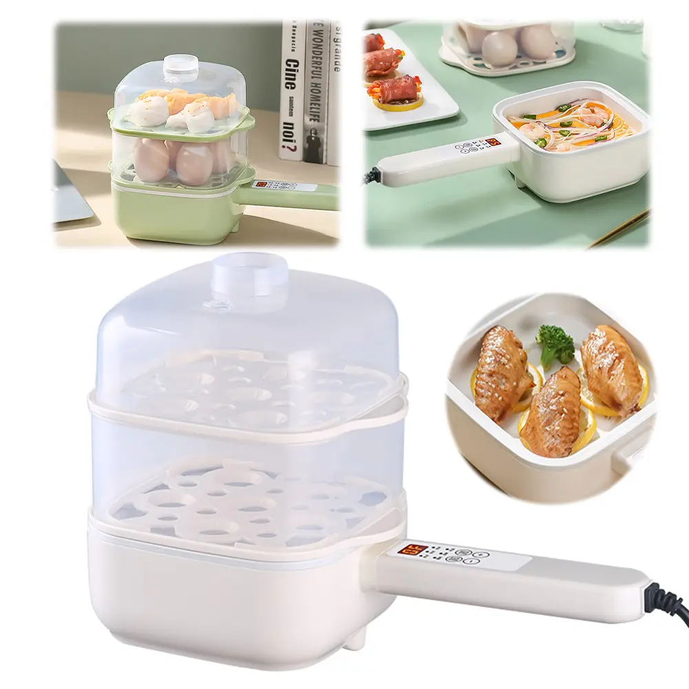 Anti-scald Egg Boiler Holds Up To 12 Eggs Egg Steamer Double Layer Multifunctional Egg Poacher Auto Shutoff for Dumplings