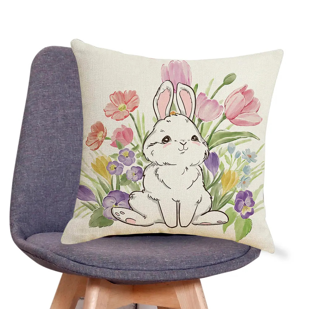 4pcs Easter Cushion Cover Decorative Couch Cushion Case 45x45cm Pillowcase for Easter Decor Couch Sofa Bedroom
