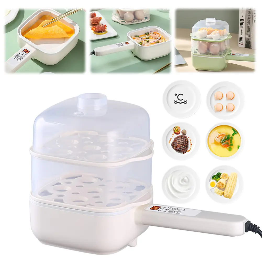 Anti-scald Egg Boiler Holds Up To 12 Eggs Egg Steamer Double Layer Multifunctional Egg Poacher Auto Shutoff for Dumplings