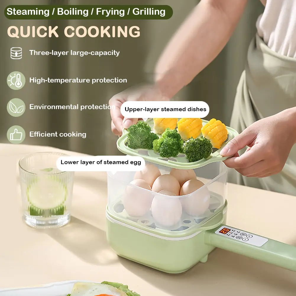 Anti-scald Egg Boiler Holds Up To 12 Eggs Egg Steamer Double Layer Multifunctional Egg Poacher Auto Shutoff for Dumplings