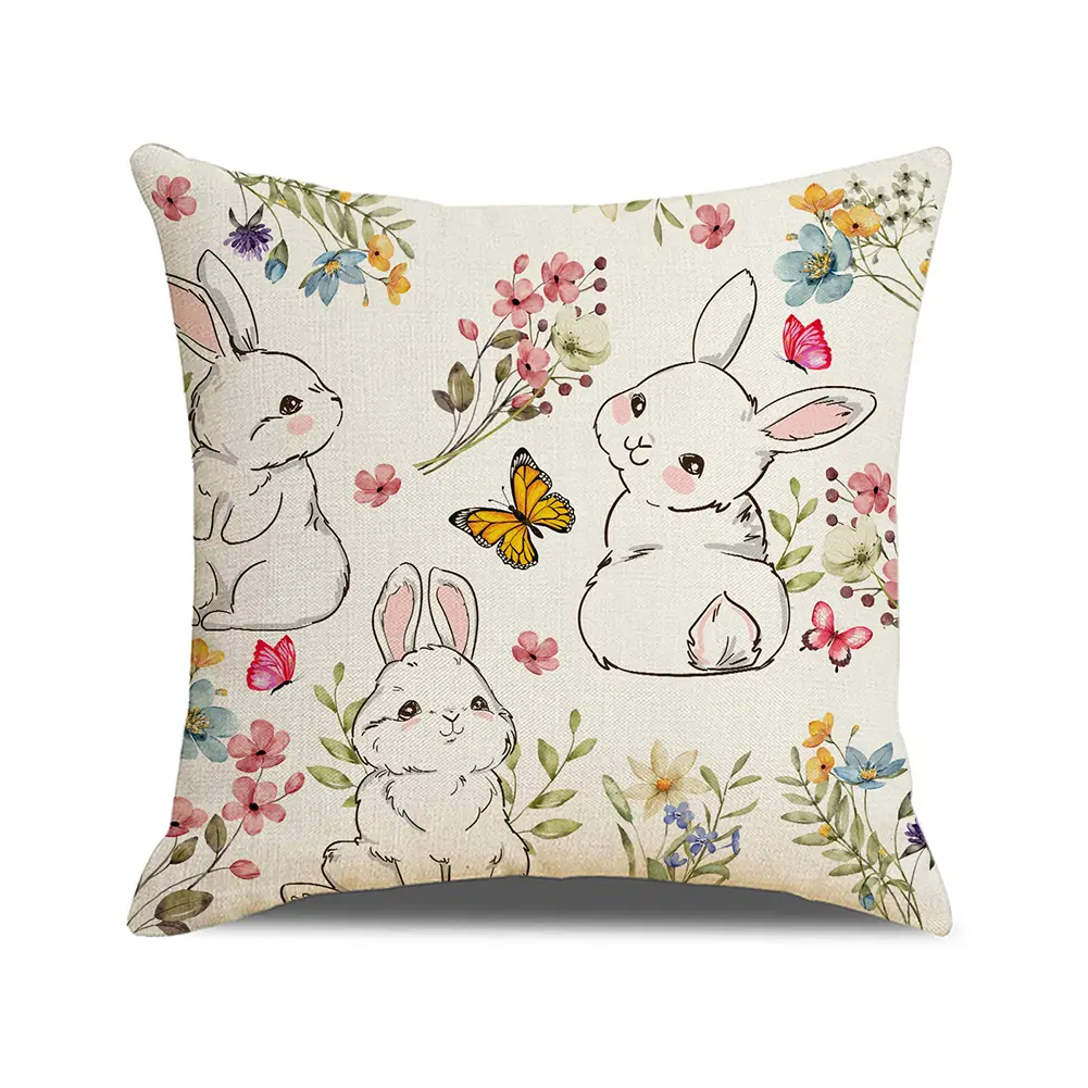 4pcs Easter Cushion Cover Decorative Couch Cushion Case 45x45cm Pillowcase for Easter Decor Couch Sofa Bedroom