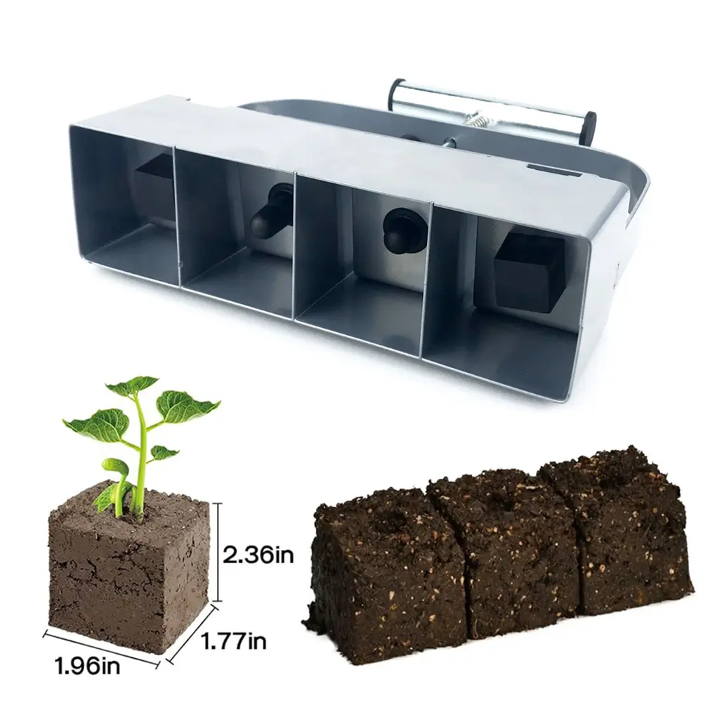 Stainless Steel Soil Blocker Rustproof Handheld Clod Maker Reusable Seedling Soil Block Maker for Greenhouse Yard Accessories