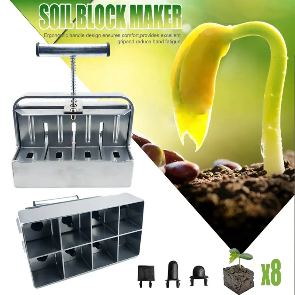 Stainless Steel Soil Blocker Rustproof Handheld Clod Maker Reusable Seedling Soil Block Maker for Greenhouse Yard Accessories