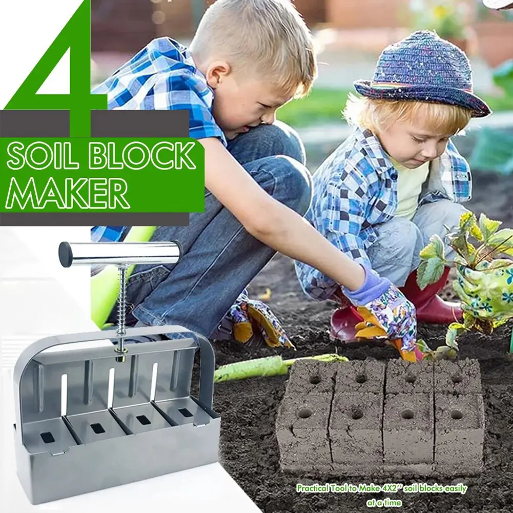 Stainless Steel Soil Blocker Rustproof Handheld Clod Maker Reusable Seedling Soil Block Maker for Greenhouse Yard Accessories