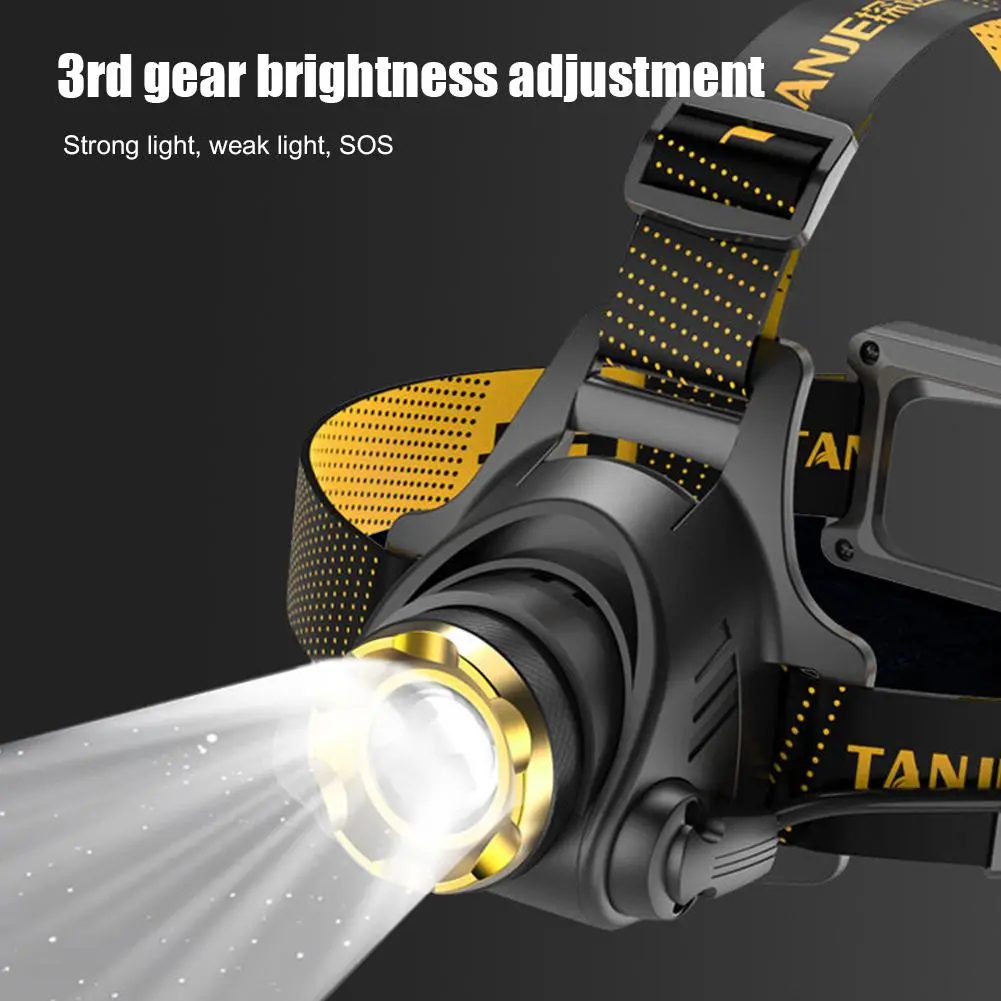 LED Super Bright Headlight USB DC Rechargeable Outdoor Portable Headlamp Angle Adjustable 1200mAh for Camping Hiking Fishing