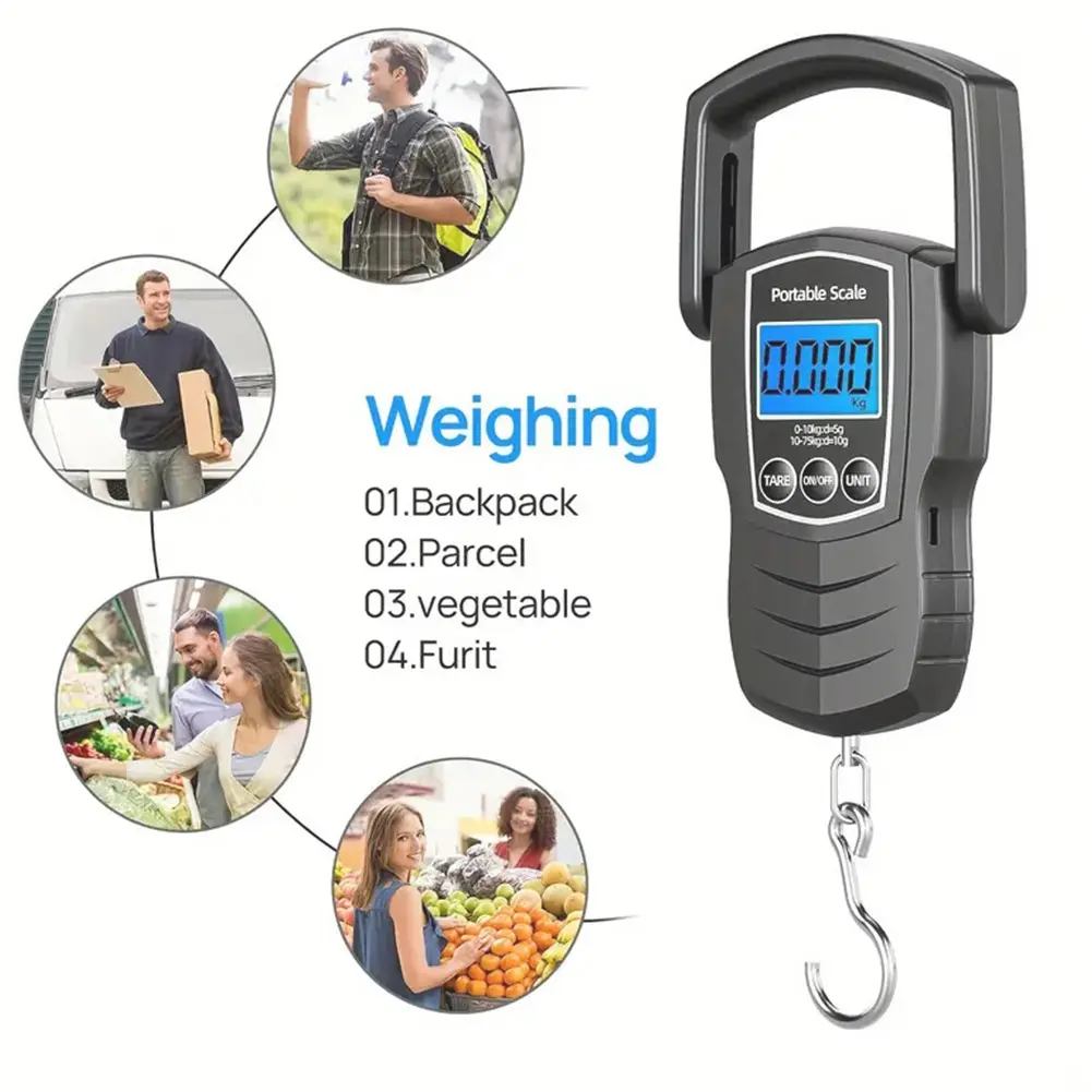 110lb/50kg Electronic Digital Scale Waterproof Balance Scale Auto-Lock Hanging Hook Scale for Outdoor Travel Fishing Accessories