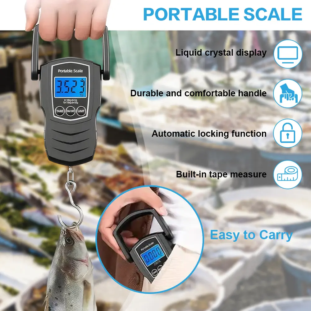 110lb/50kg Electronic Digital Scale Waterproof Balance Scale Auto-Lock Hanging Hook Scale for Outdoor Travel Fishing Accessories