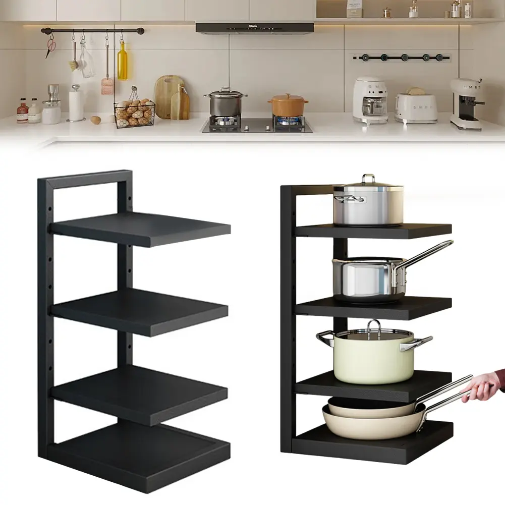 Pots and Pans Organizer Adjustable Layer Height Heavy Duty Pan Organizer Pan Organizer Rack for Dutch Oven Cast-iron Pan