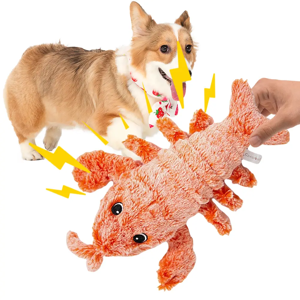 Funny Interactive Dog Plush Toy Interactive Dog Toys To Keep Them Busy Floppy Lobster Pet Squeak Toys for Medium Dogs Teething