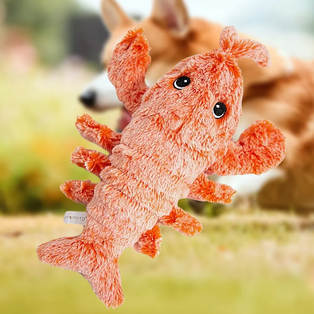 Funny Interactive Dog Plush Toy Interactive Dog Toys To Keep Them Busy Floppy Lobster Pet Squeak Toys for Medium Dogs Teething