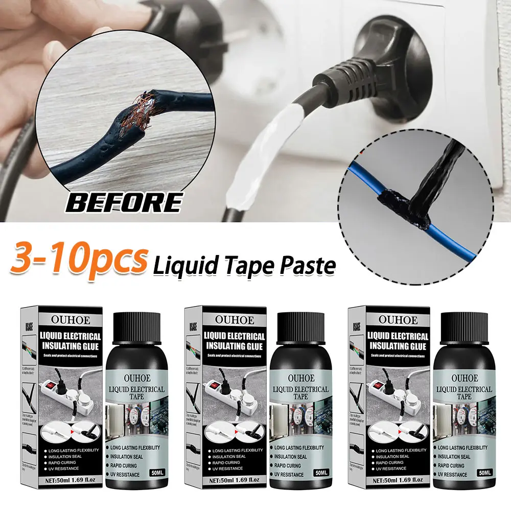 3-10pcs Insulation Electrical Sealant Liquid Glue Tape Paste Waterproof Anti UV Fast Rubber Fixed Dry Electronic Sealing Glue