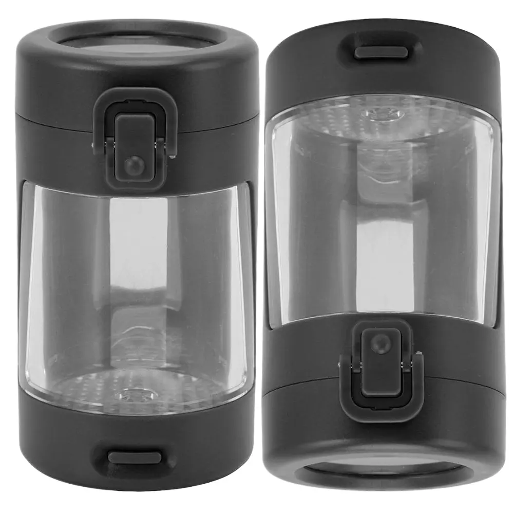 LED Light Transparent Storage Container Jar W/ Magnifying Lid Air Tight Storage Jars for Tobacco Herbs Spices Coffee Teas & More