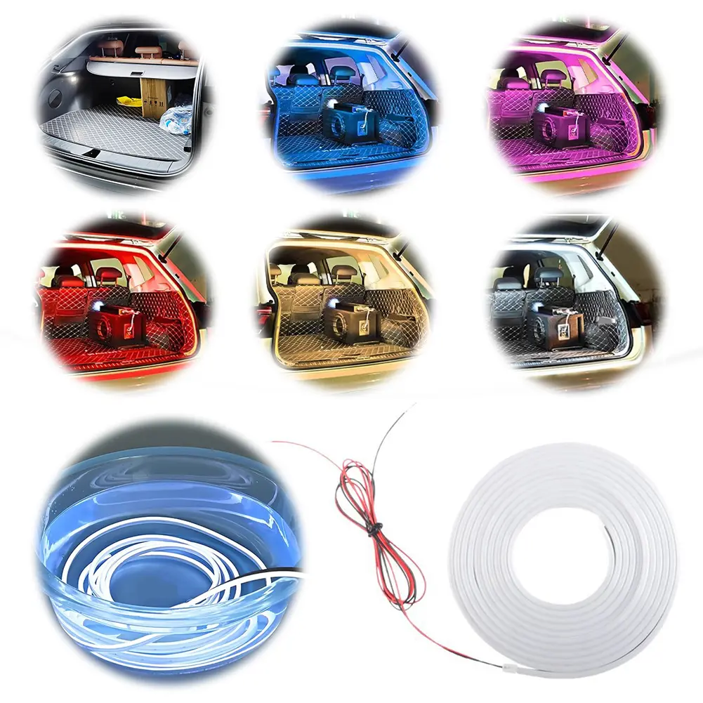 LED Dynamic Flowing Light Strip DIY Car Trunk Ambient Lighting Strip Silicone Tail Box Light for Sedan SUV Hatchback Pickup