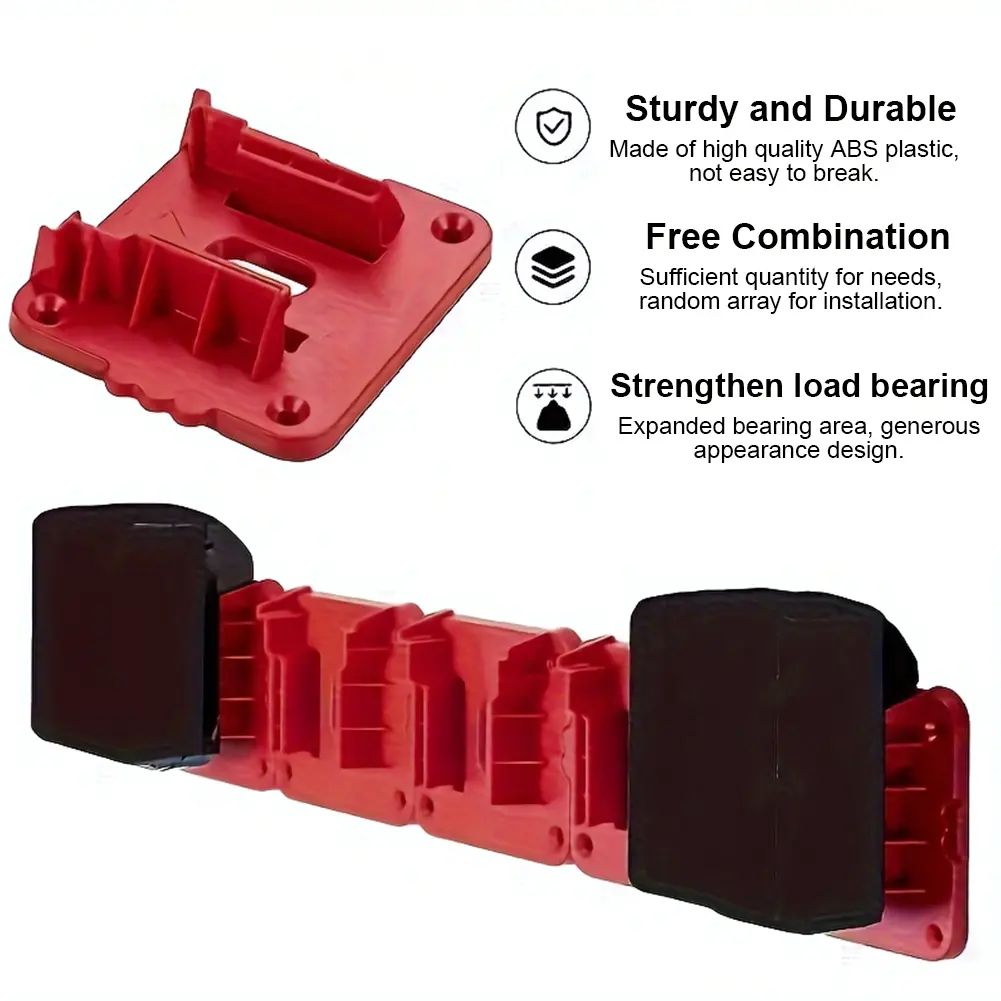 5pcs Battery Holder Wall Mount Battery Base for Milwaukee M18 18V Lithium Battery Battery Wall Hanger for Work Van Shelf Toolbox