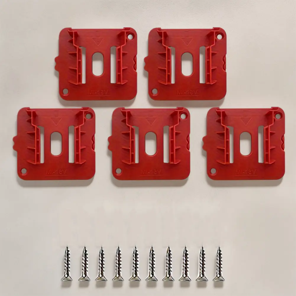 5pcs Battery Holder Wall Mount Battery Base for Milwaukee M18 18V Lithium Battery Battery Wall Hanger for Work Van Shelf Toolbox