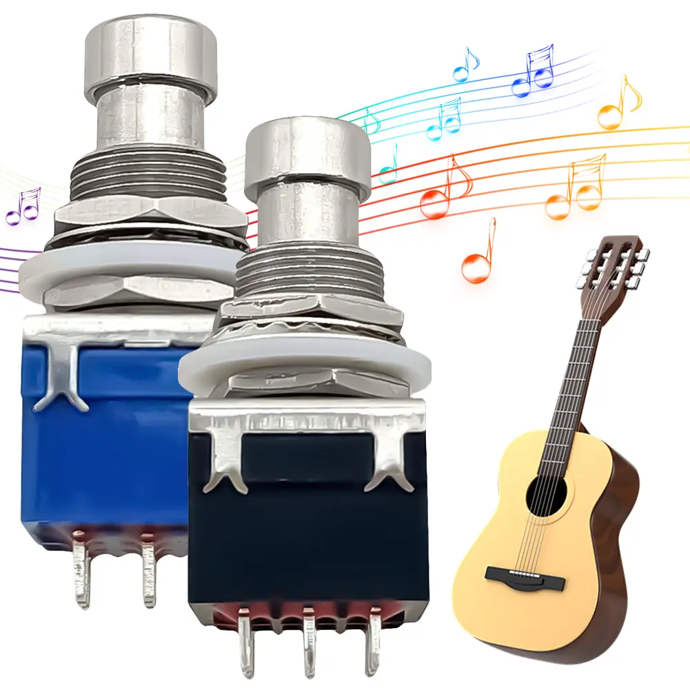5 Pcs Guitar Effect Pedal 3PDT Footswitch 9-Pin Latching Stomp Push Button Footswitch True Bypass Solder Lugs Guitar Accessories