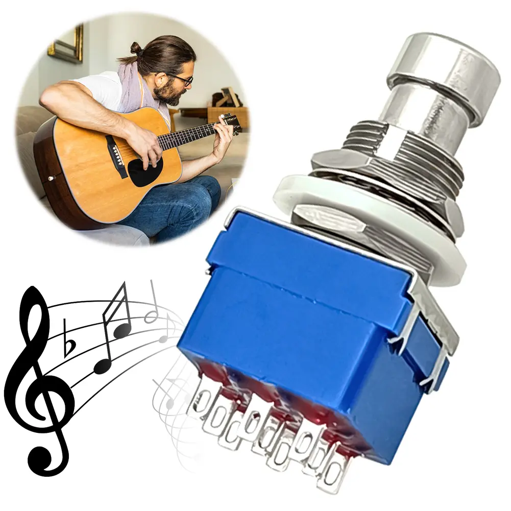 5 Pcs Guitar Effect Pedal 3PDT Footswitch 9-Pin Latching Stomp Push Button Footswitch True Bypass Solder Lugs Guitar Accessories