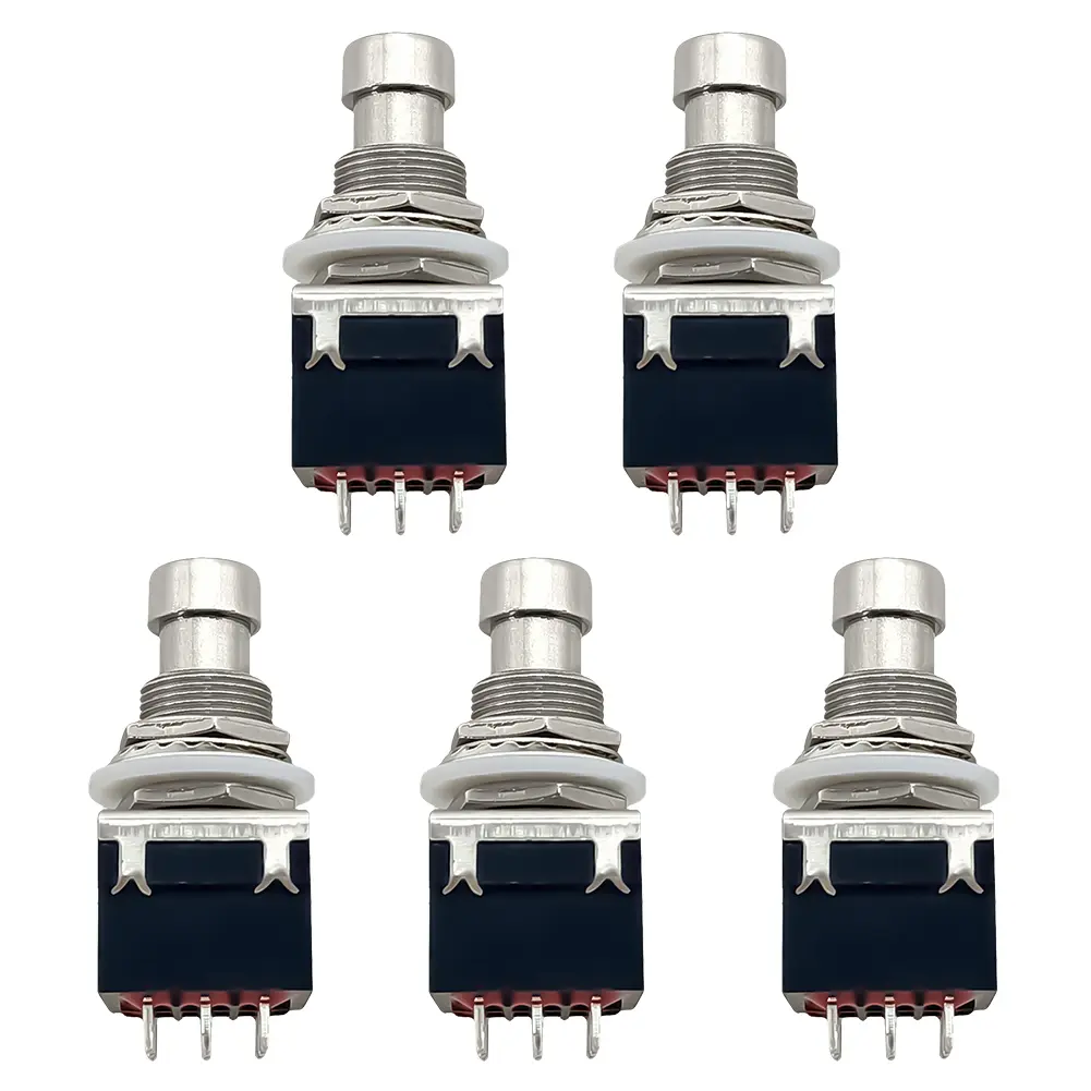 5 Pcs Guitar Effect Pedal 3PDT Footswitch 9-Pin Latching Stomp Push Button Footswitch True Bypass Solder Lugs Guitar Accessories