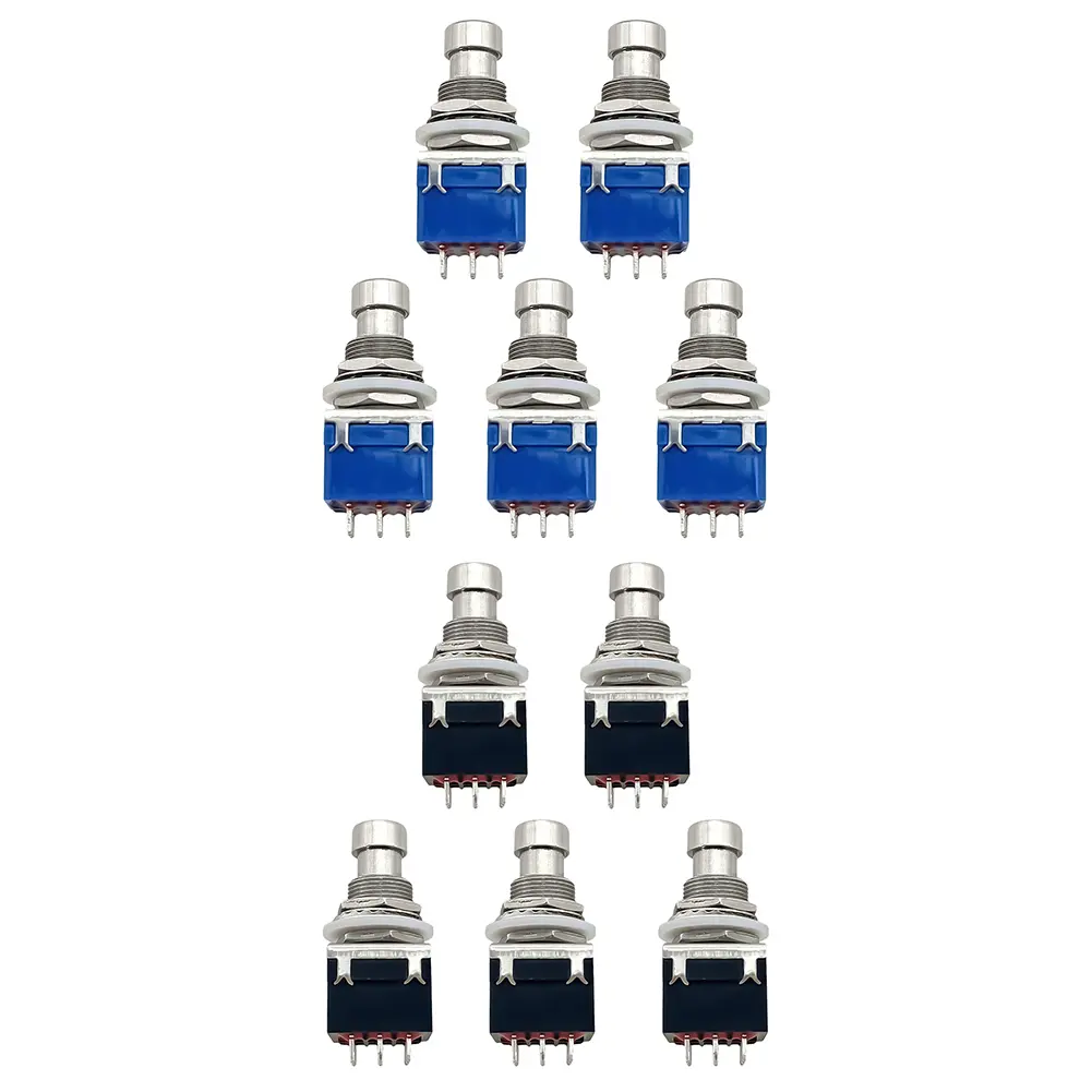 5 Pcs Guitar Effect Pedal 3PDT Footswitch 9-Pin Latching Stomp Push Button Footswitch True Bypass Solder Lugs Guitar Accessories