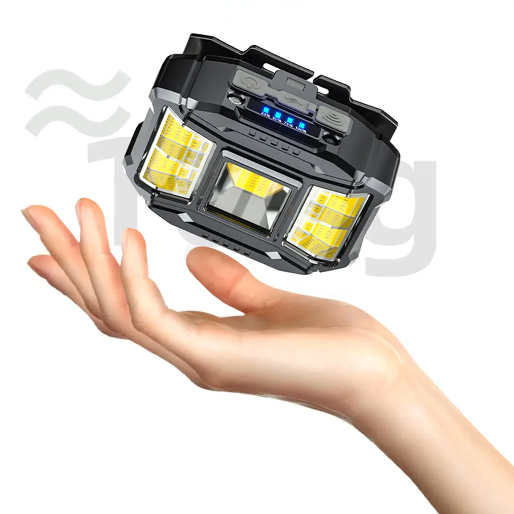 COB LED Head Mounted Flashlight Motion Sensor Induction Headlamp USB Charging Powerful Headlight Torch for Outdoor Night Fishing