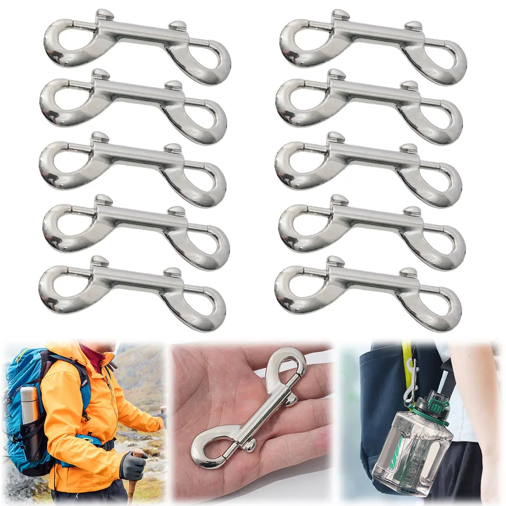 10pcs Scuba Diving Double End Bolt Snap Hook Clips 316 Stainless Steel Eye Bolt Snap Hook B-Shape Spring Hook Boat Hardware