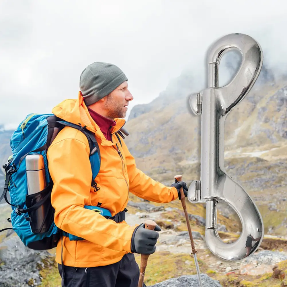 10pcs Scuba Diving Double End Bolt Snap Hook Clips 316 Stainless Steel Eye Bolt Snap Hook B-Shape Spring Hook Boat Hardware