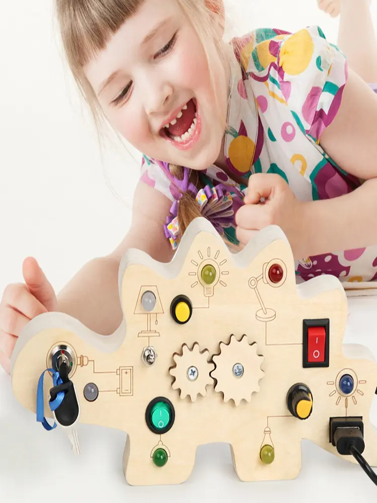 Factory Baby Products Hot Selling 2023 Wooden LED Light Switch Busy Board Games Montessori Educational Sensory Toys For Kids