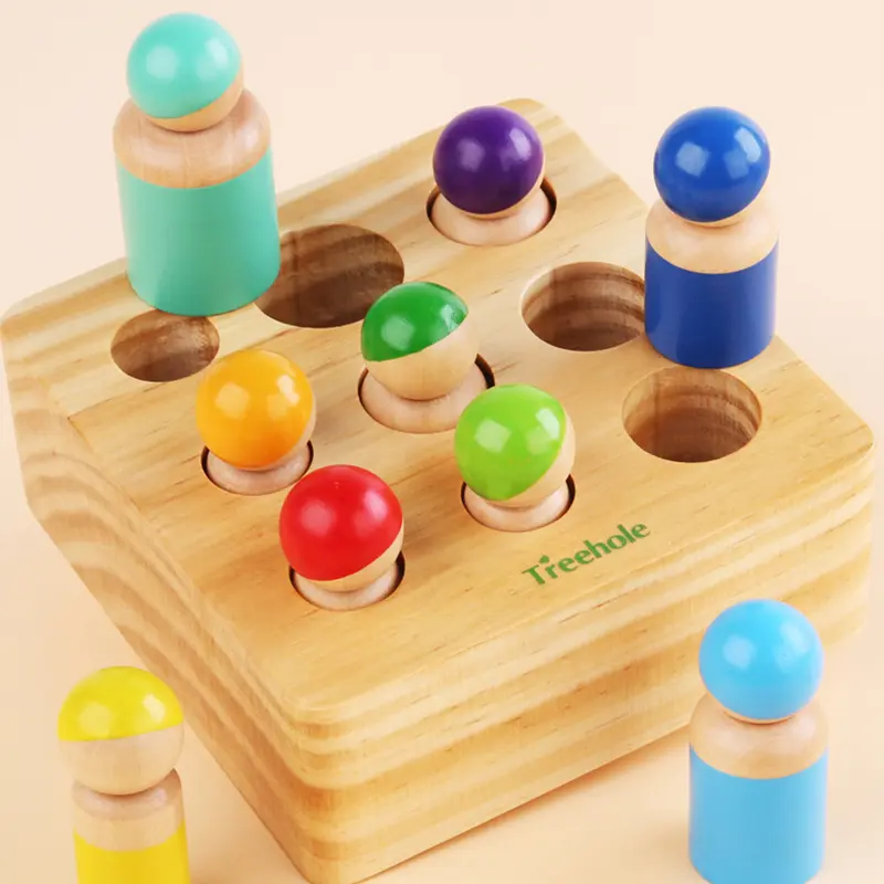 Kids Montessori Toy Socket Villain Cylinder Children Kindergarten Early Education Hand-eye Coordination 3D Puzzles Toys For Baby