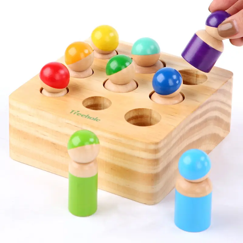 Kids Montessori Toy Socket Villain Cylinder Children Kindergarten Early Education Hand-eye Coordination 3D Puzzles Toys For Baby