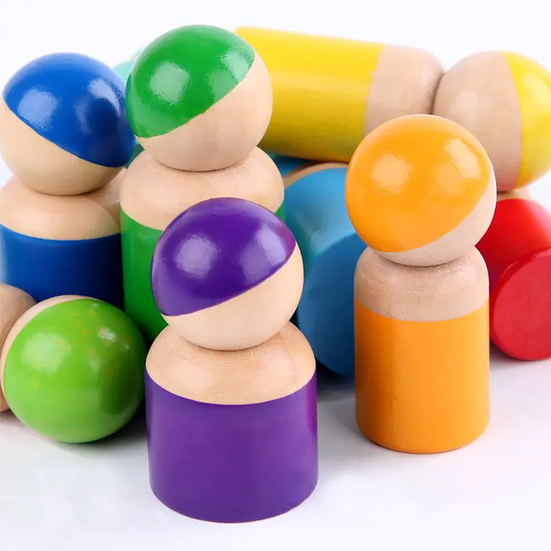 Kids Montessori Toy Socket Villain Cylinder Children Kindergarten Early Education Hand-eye Coordination 3D Puzzles Toys For Baby