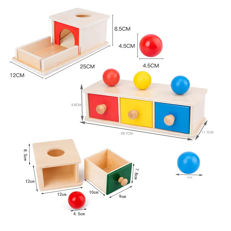 Wooden Three-color Drawer Game Montessori Early Education Puzzle Toy Jigsaw Training Learning Box Cognitive Learning Toys Gifts