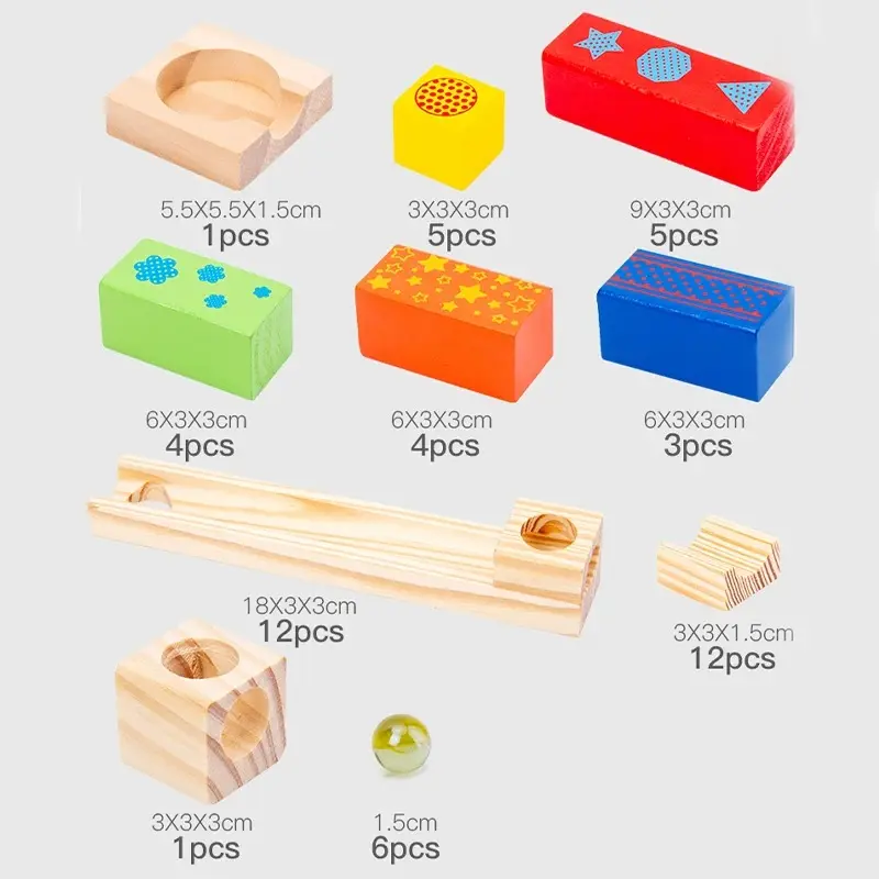 Marble Ball Run Track Stack Building Blocks 3D Wooden Toys Parent Child Interactive Game Kids Montessori Educational Toys Gifts