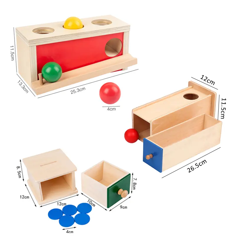 Wooden Three-color Drawer Game Montessori Early Education Puzzle Toy Jigsaw Training Learning Box Cognitive Learning Toys Gifts