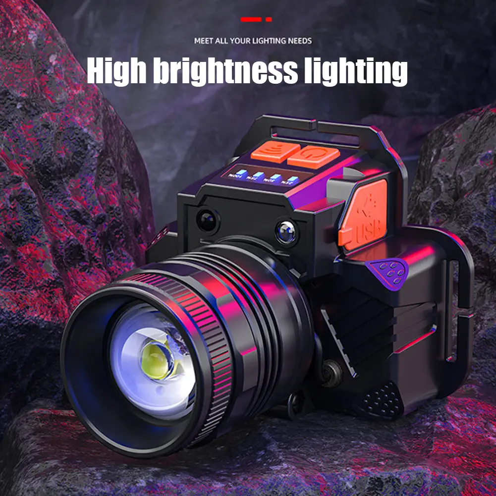 Emergency Head Flashlight Motion Sensor USB Charging High Brightness Headlight 800mAh for Outdoor Fishing Camping Hiking