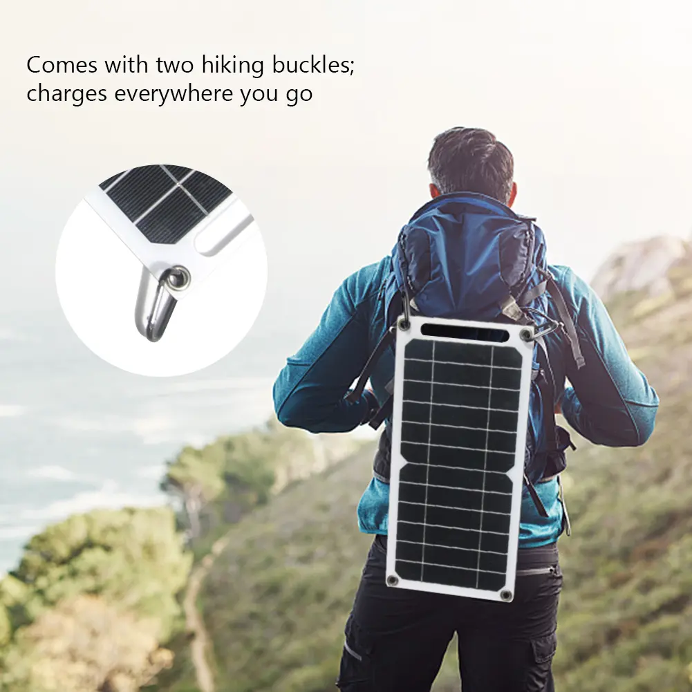 USB Solar Panel Outdoor 6W 5V Portable Climbing Camping Travel Solar Charger Generator Power Bank for Mobile Phone Lights