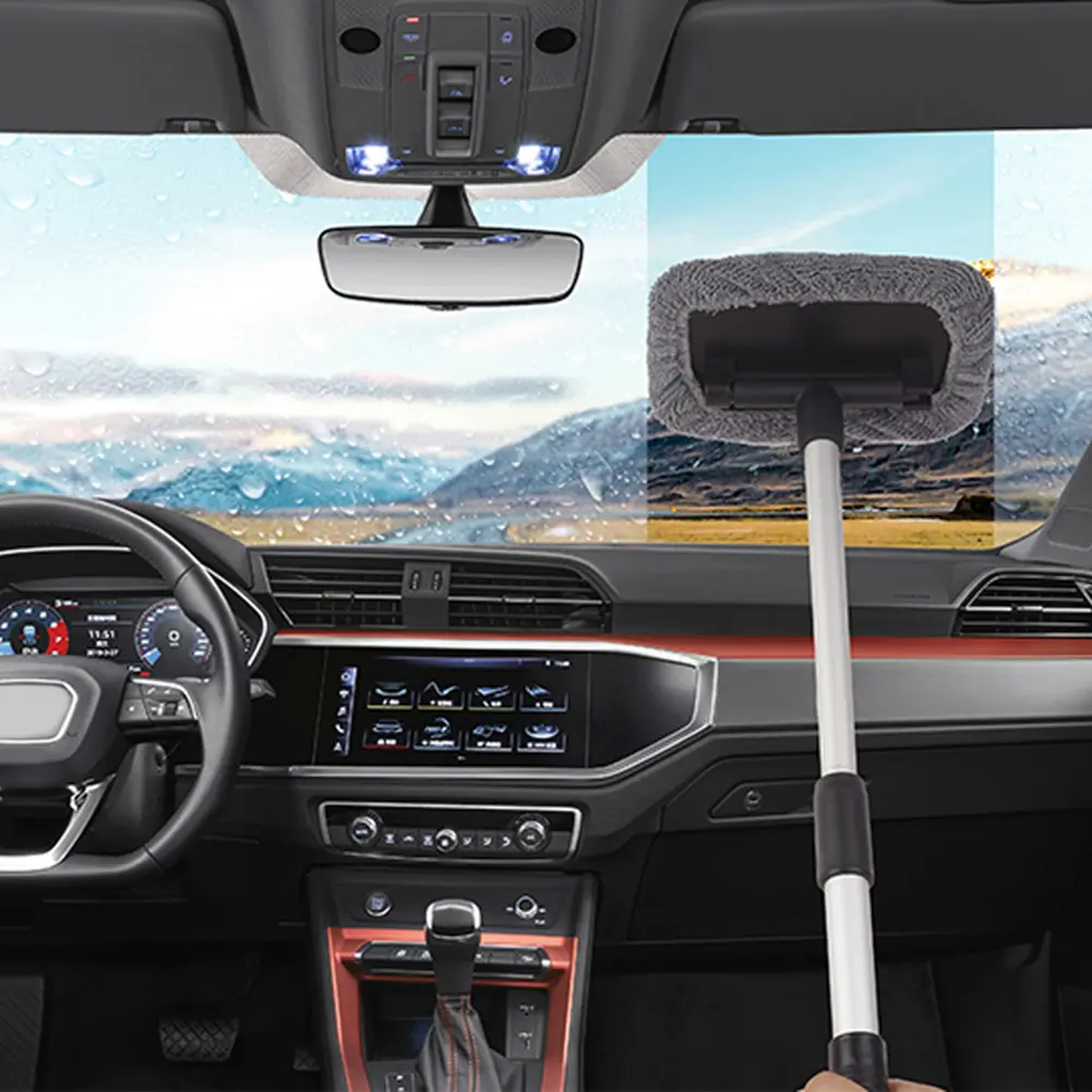 1-5Set Window Cleaning Brush Microfiber with Washable Pad Auto Window Glass Wiper Extendable Handle Window Windshield Cleaner