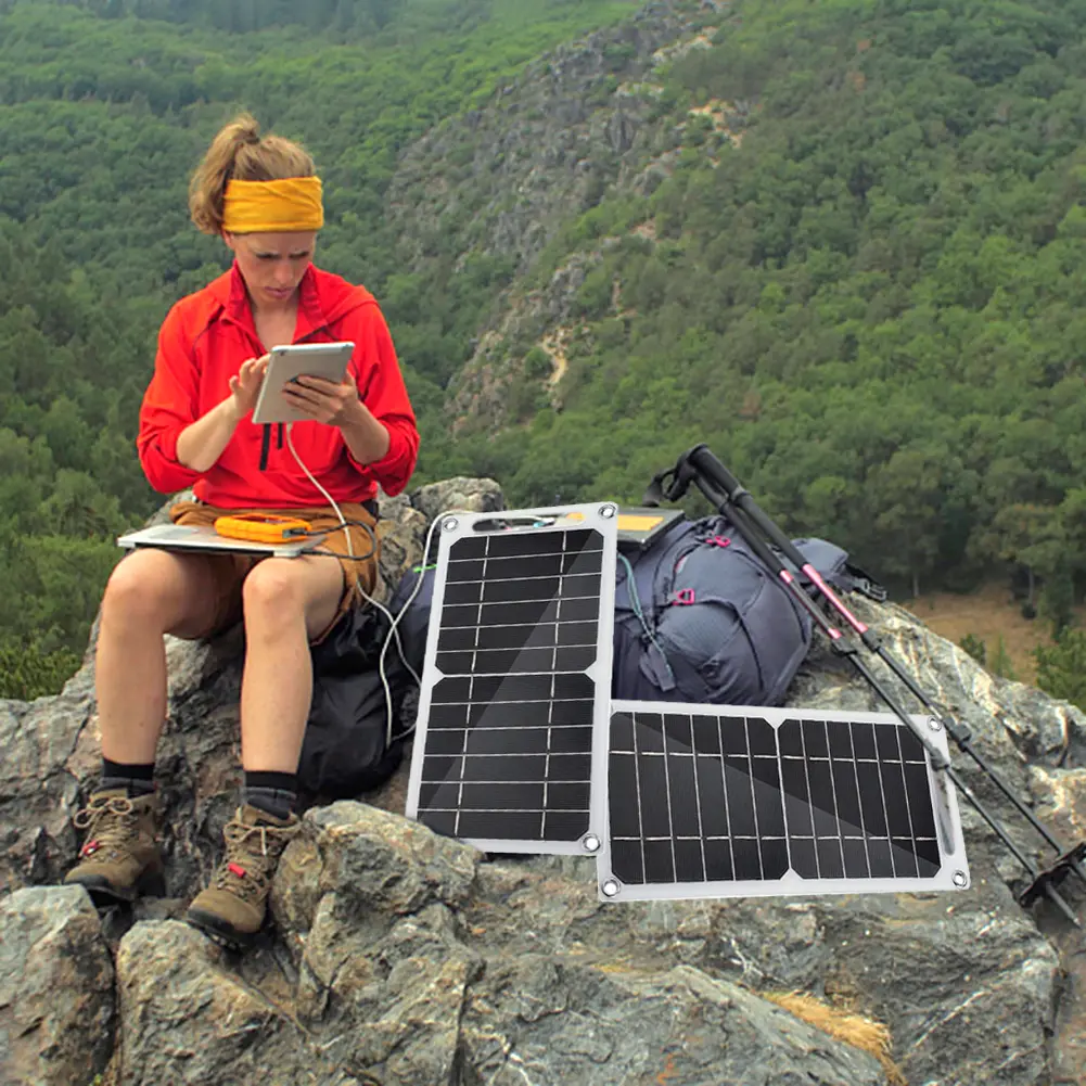 USB Solar Panel Outdoor 6W 5V Portable Climbing Camping Travel Solar Charger Generator Power Bank for Mobile Phone Lights