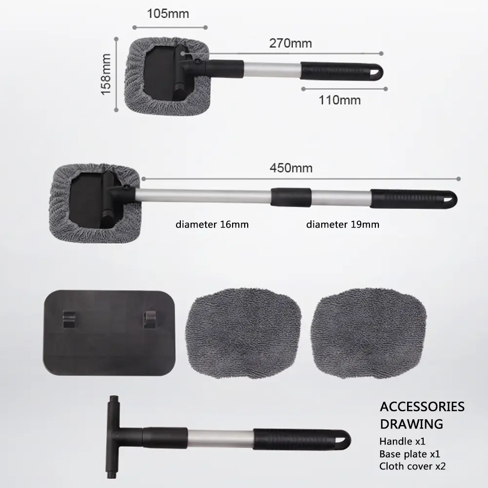 1-5Set Window Cleaning Brush Microfiber with Washable Pad Auto Window Glass Wiper Extendable Handle Window Windshield Cleaner