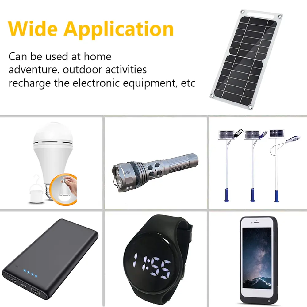 USB Solar Panel Outdoor 6W 5V Portable Climbing Camping Travel Solar Charger Generator Power Bank for Mobile Phone Lights