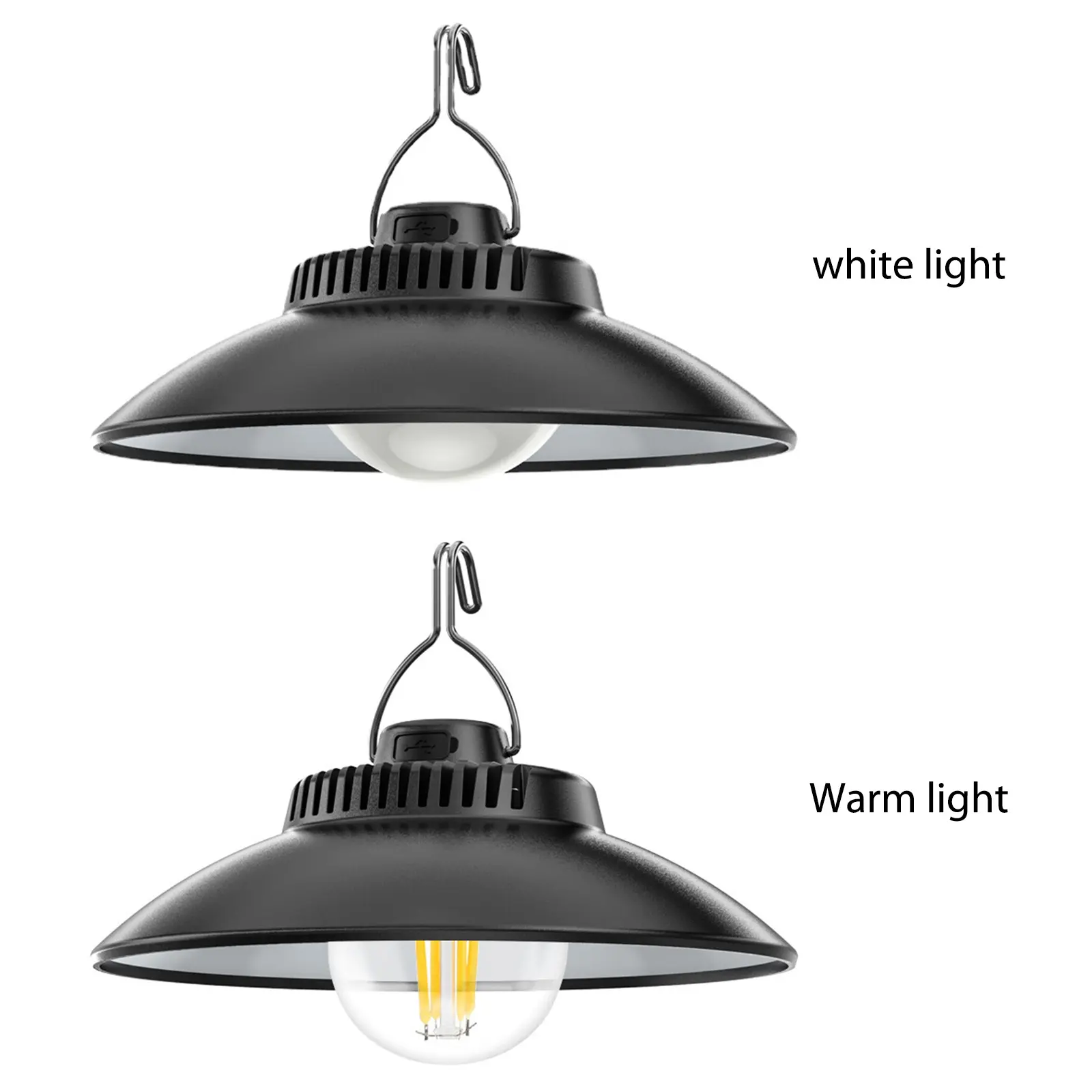 Retro Camping Light Lamp USB Rechargeable Portable Hanging Camping Light with Hook IPX4 Waterproof for Hiking Fishing