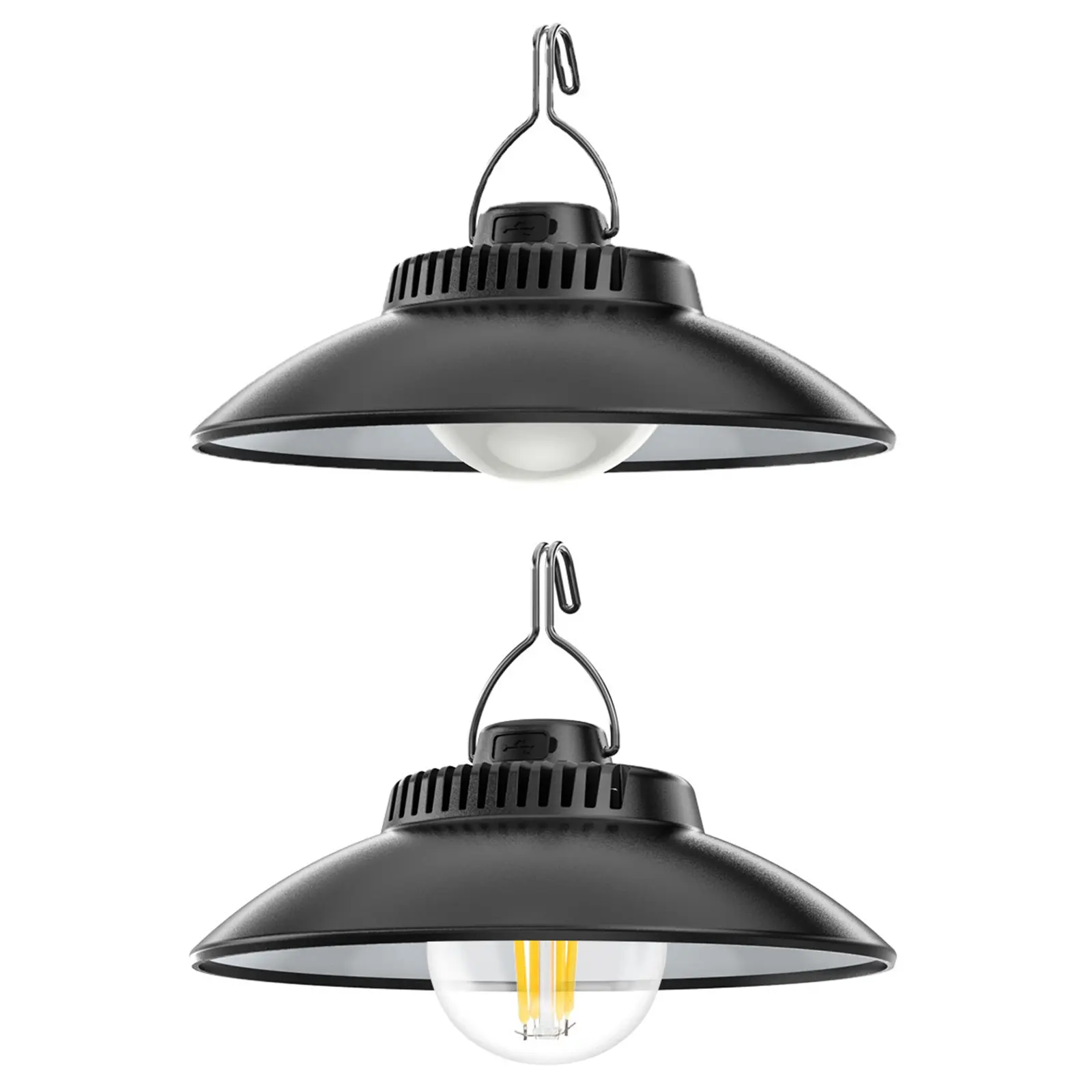 Retro Camping Light Lamp USB Rechargeable Portable Hanging Camping Light with Hook IPX4 Waterproof for Hiking Fishing