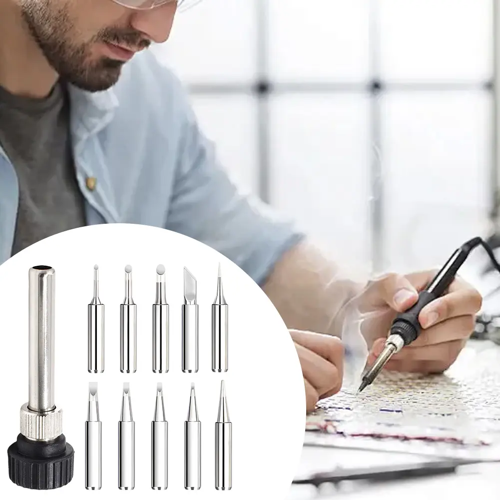 1-3Set Soldering Iron Tips W/ Welding Sleeve 900M Lead-Free Replaceable Soldering Tip Welding Tips Head Welding Station Tools