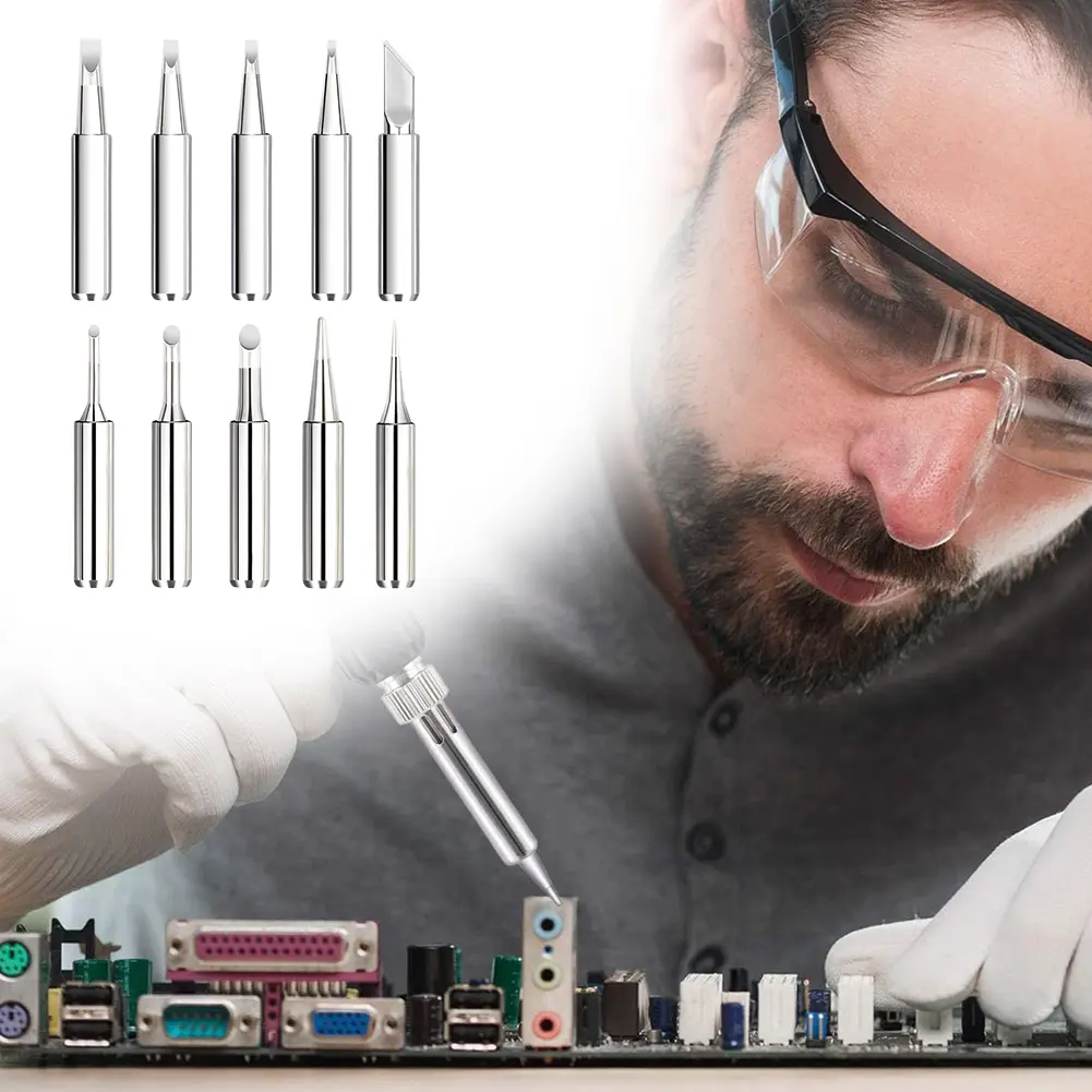 1-3Set Soldering Iron Tips W/ Welding Sleeve 900M Lead-Free Replaceable Soldering Tip Welding Tips Head Welding Station Tools