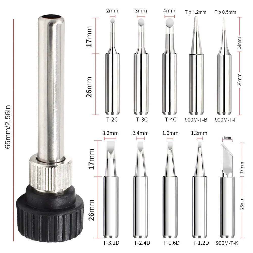1-3Set Soldering Iron Tips W/ Welding Sleeve 900M Lead-Free Replaceable Soldering Tip Welding Tips Head Welding Station Tools