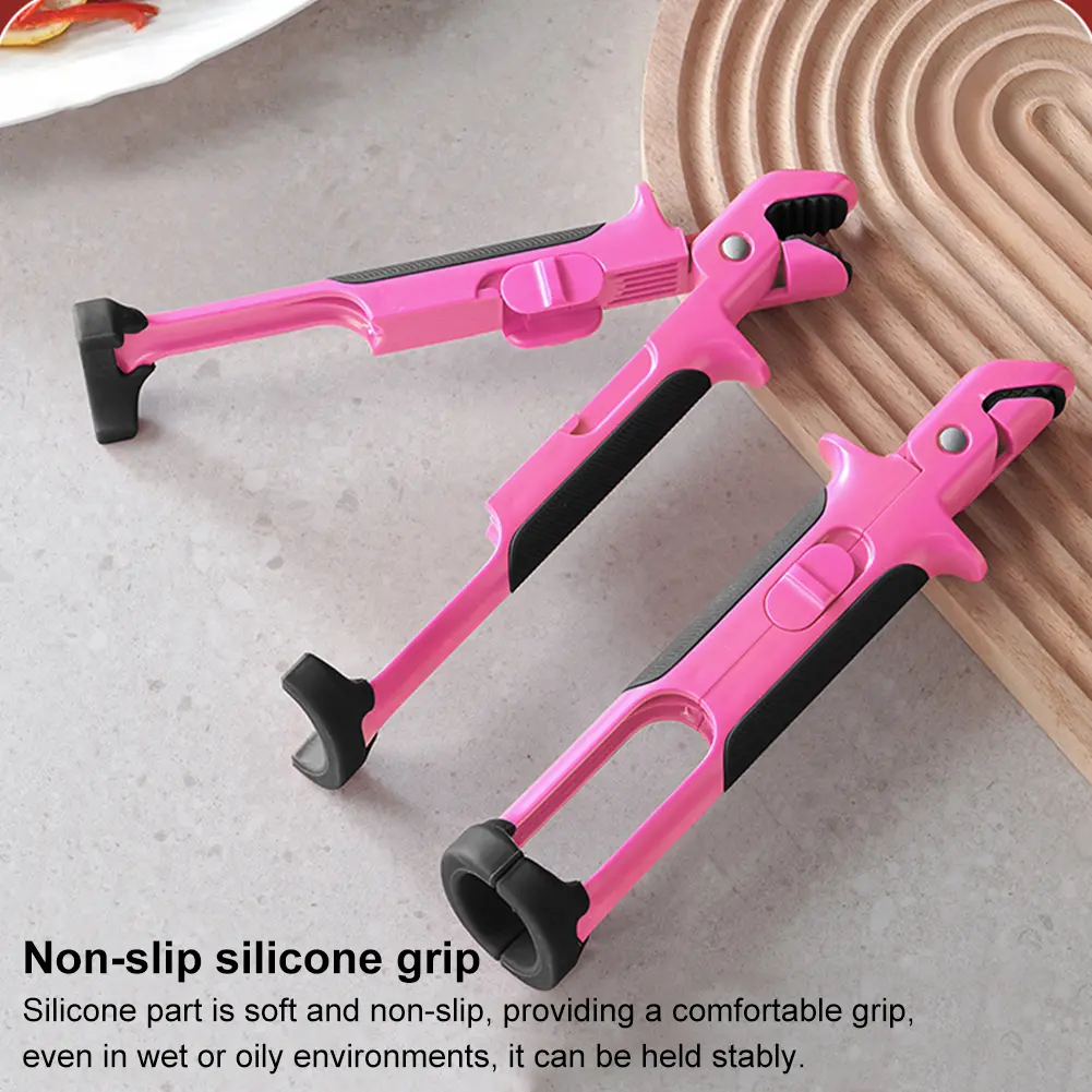 2 In 1 Silicone Bowl Holder Clip Non Slip Long Handle Bowl Gripper Anti-Scald Hot Dish Retriever Tongs for Home Kitchen