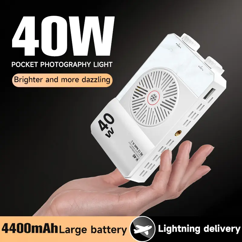 40W LED Camera Light 2800K-9000K Handheld Fill Light 4400mAh Rechargeable Portable Light Panel for Photography